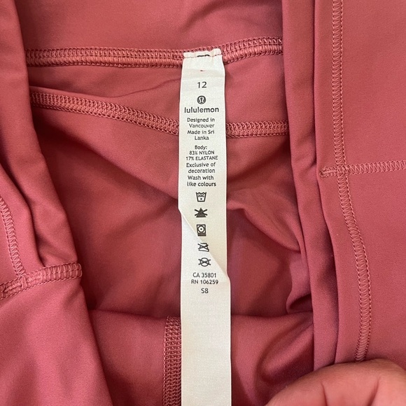 Lululemon Fast and Free High Rise Crop Color Cherry Tint Size 12 - Picture 3 of 9